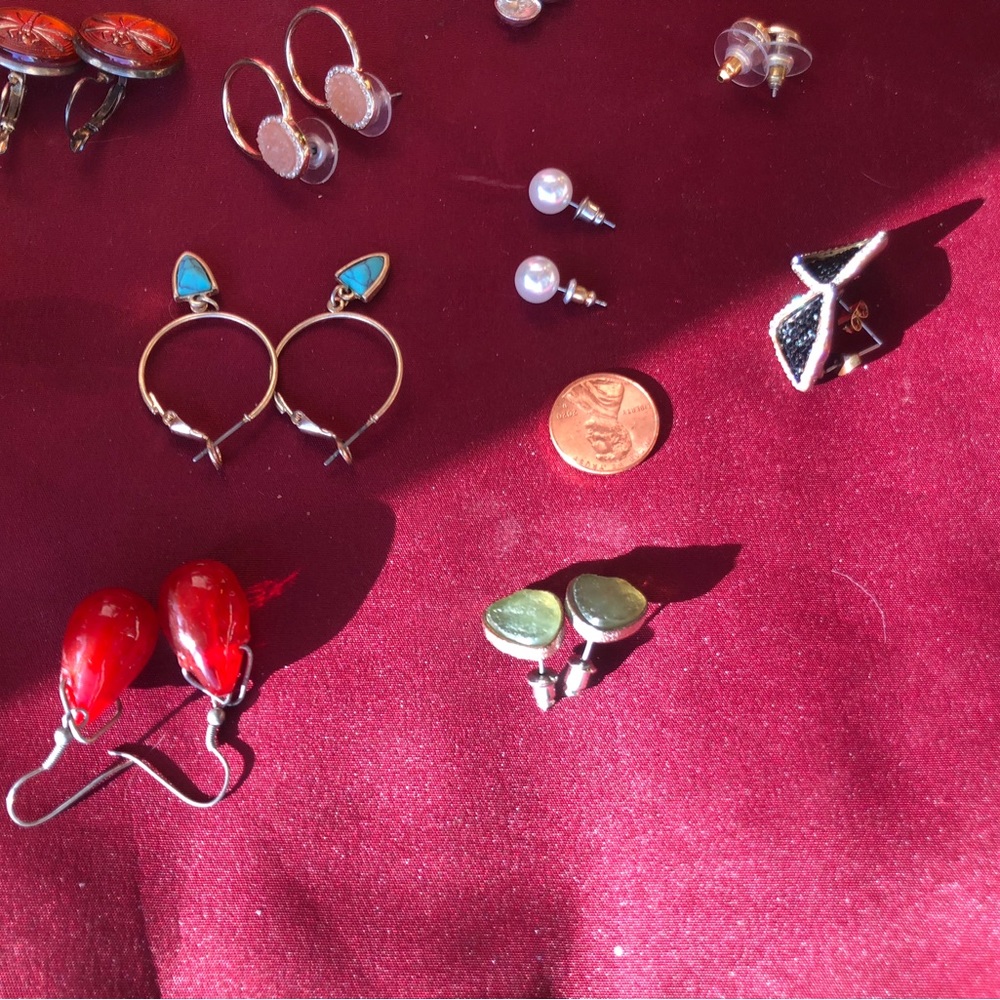 Silver gold gem rhinestone earrings for pierced ears